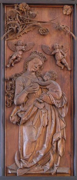 Szűz Mária Gyermek Mária Oltár Koronázása Rothenburg Der Tauber Szent — Stock Fotó
