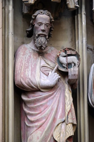 Saint Jean Baptiste Statue Sur Tabernacle Église Saint Jacques Rothenburg — Photo