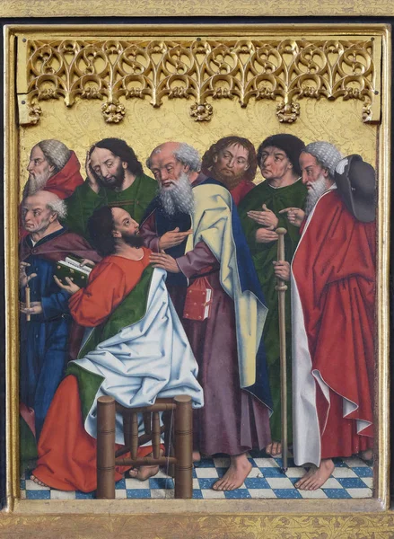 Śmierć Najświętszej Maryi Panny Ołtarz Dwunastu Apostołów Kościele Jakuba Rothenburg — Zdjęcie stockowe