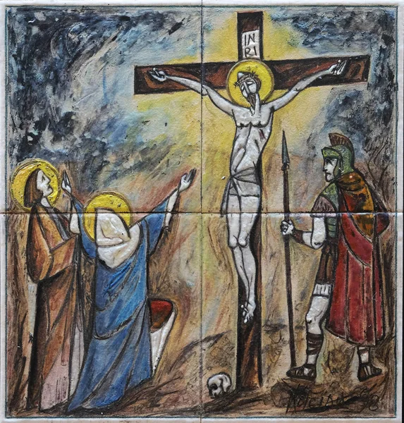Stanice Kříže Ježíš Umírá Kříži Kostel Svatého Matthewa Dudaře Záhřeb — Stock fotografie