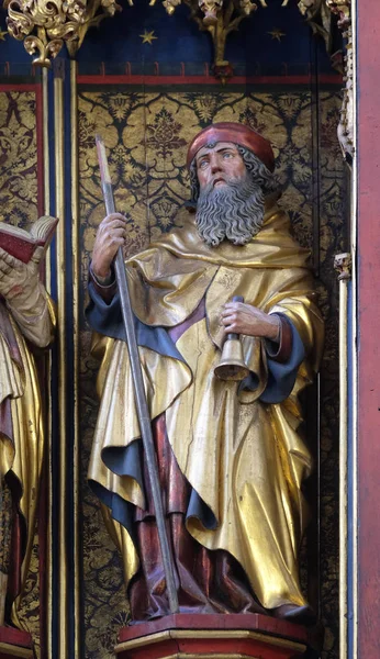 圣安东尼大帝 十二使徒祭坛在圣詹姆斯教堂在罗滕堡奥德陶伯 — 图库照片