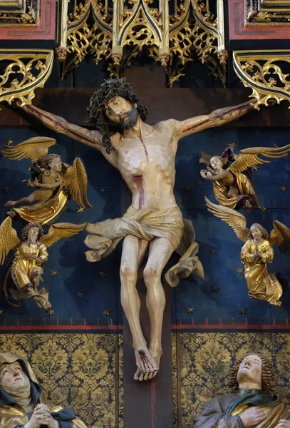 Crocifissione Dodici Apostoli Altare Nella Chiesa San Giacomo Rothenburg Der — Foto Stock