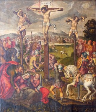 Calvary tepesinde çarmıha germe, Rothenburg ob der Tauber St James Kilisesi'nde resim, Almanya
