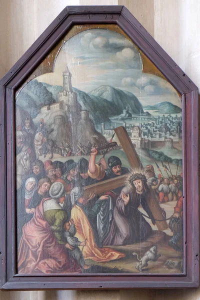 Sentencia Muerte Camino Calvario Jesucristo Pintura Iglesia Santiago Rothenburg Der —  Fotos de Stock