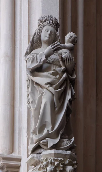 Vierge Enfant Statue Dans Église James Rothenburg Der Tauber Allemagne — Photo