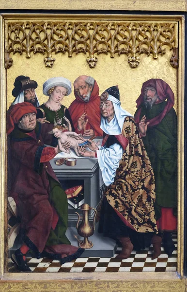 基督的割礼 十二使徒祭坛在圣詹姆斯教堂在罗滕堡奥德陶伯 — 图库照片