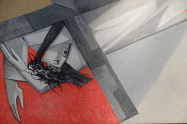 9. Haç İstasyonları, İsa üçüncü kez düşüyor, Gemunden Main Kutsal Teslis Kilisesi, Bavyera, Almanya