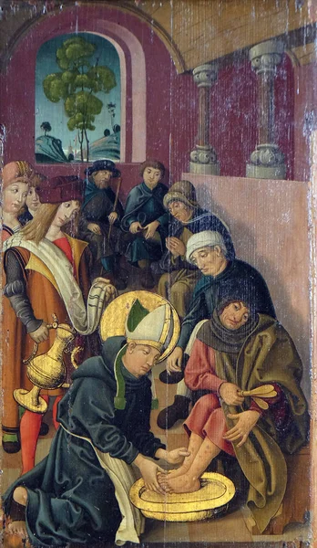 Louis Leprások Zarándokok Lábát Mossa Toulouse Szent Lajos Oltárét Rothenburg — Stock Fotó