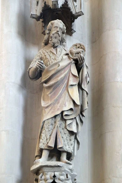 San Juan Bautista Estatua Iglesia Santiago Rothenburg Der Tauber Alemania — Foto de Stock