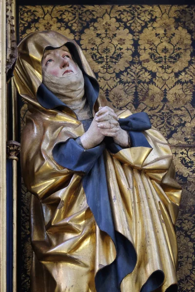 Maagd Maria Onder Het Kruis Twaalf Apostelen Altaar James Church — Stockfoto