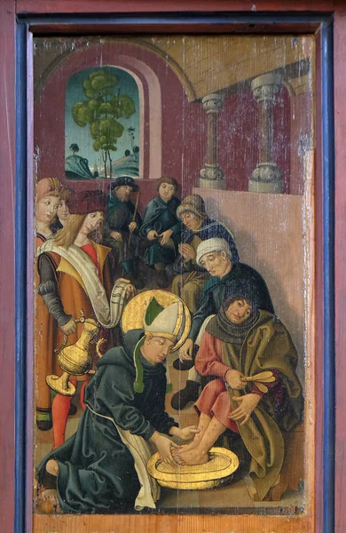 루이는 로텐부르크 토버에 루이스의 툴루즈 성당에서 나병환자와 순례자들의 — 스톡 사진