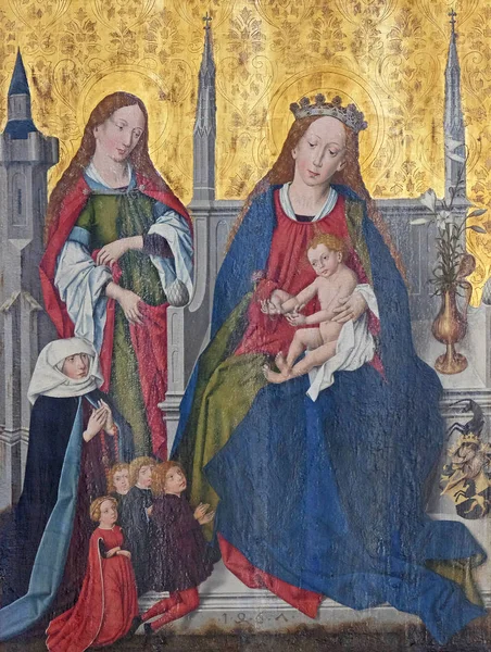 Vergine Col Bambino Dipinto Nella Chiesa San Giacomo Rothenburg Der — Foto Stock