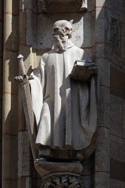 Saint Paul Statue Der Fassade Der James Kirche Rothenburg Der — Stockfoto