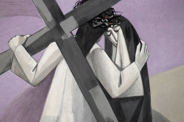 Kruispunten Jezus Ontmoet Zijn Moeder Kerk Van Heilige Drievuldigheid Gemunden — Stockfoto