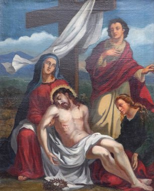 Çarmıhın 13. İstasyonları, İsa 'nın bedeni çarmıhtan çıkarıldı, Almanya' nın Schmerlenbach kentindeki St. Agatha Kilisesi.