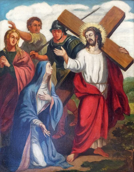 Stationer Korset Möter Jesus Sin Mor Church Agatha Schmerlenbach Tyskland — Stockfoto