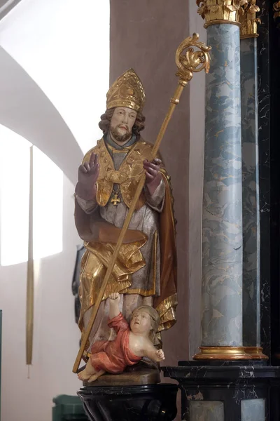 Saint Valentin Statue Autel Dans Église Sainte Agathe Schmerlenbach Allemagne — Photo