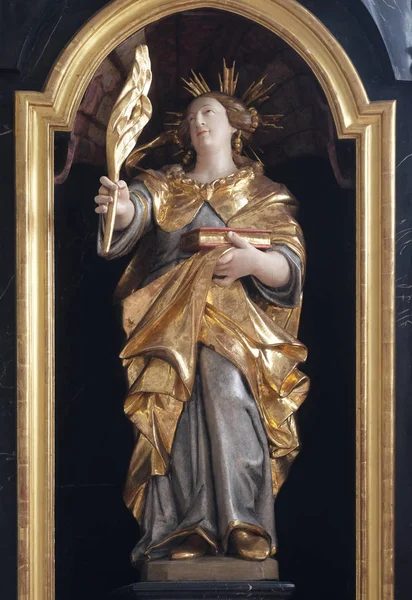 Sainte Agatha Statue Autel Dans Église Sainte Agatha Schmerlenbach Allemagne — Photo