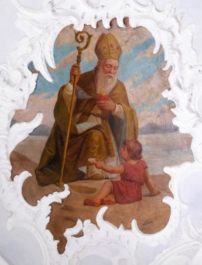 Saint Augustine dört Büyük Latin Babalarından biri, Schmerlenbach, Almanya'daki St. Agatha kilisesinde fresk