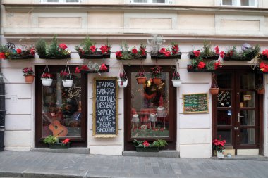 Zagreb, Hırvatistan'da kafe nin penceresi