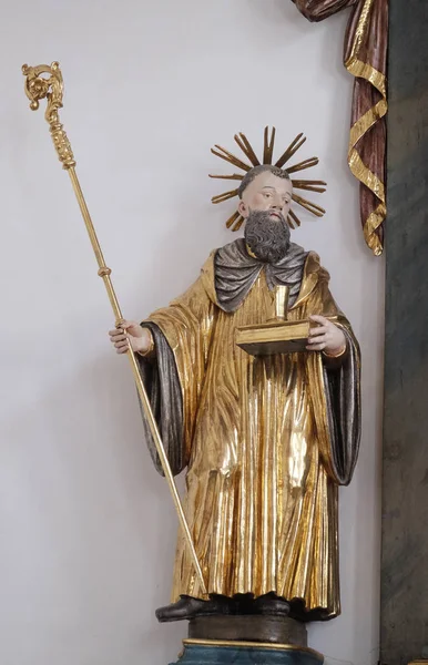 San Benito Estatua Del Altar Iglesia Santa Ágata Schmerlenbach Alemania — Foto de Stock