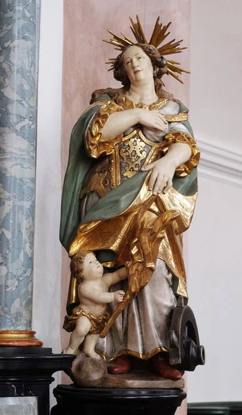 Sankt Katarina Alexandria Alterstatue Kirken Agatha Schmerlenbach Tyskland – stockfoto