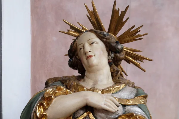 Sfânta Ecaterina Alexandriei Statuie Altar Biserica Agatha Din Schmerlenbach Germania — Fotografie, imagine de stoc