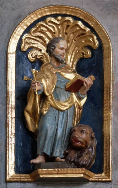Saint Mark Evangelist Pulpit Statue Church Agatha Schmerlenbach Germany — Stock Photo, Image