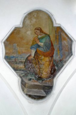 Hırvatistan 'ın Dapci kentindeki İskenderiye Kilisesi' nden St. Catherine 'de Aziz Euphemia freski