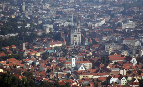 Panorama Zagreb Avec Cathédrale Assomption Vierge Marie Zagreb Croatie — Photo