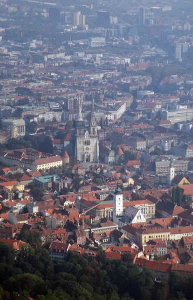 Panorama Zagreb Avec Cathédrale Assomption Vierge Marie Zagreb Croatie — Photo