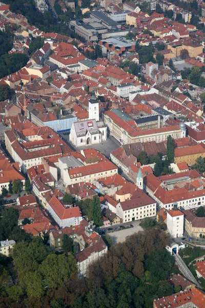 Zagreb Panorama Com Igreja São Marcos Zagreb Croácia — Fotografia de Stock