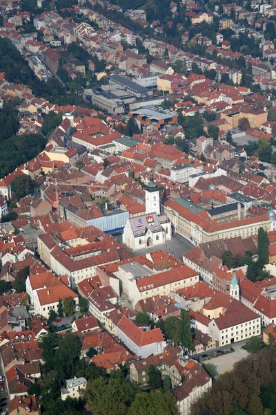 Zagreb Panorama Met Kerk Van San Marco Zagreb Kroatië — Stockfoto