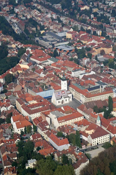 Panorama Zagrzebia Kościołem Marka Zagrzebiu Chorwacja — Zdjęcie stockowe