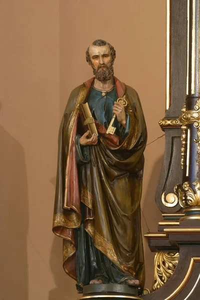 Peter Statue Auf Dem Hauptaltar Der Klara Kirche Zagreb Kroatien — Stockfoto