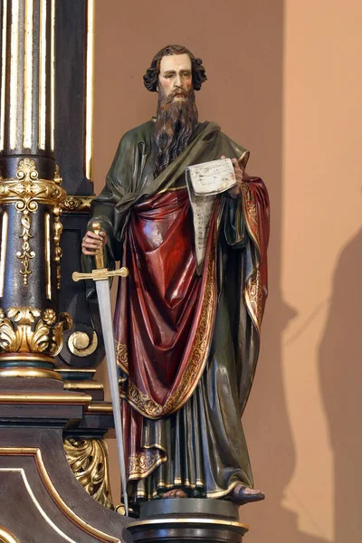 Άγαλμα Του Αγίου Παύλου Στον Κύριο Βωμό Της Εκκλησίας Της — Φωτογραφία Αρχείου