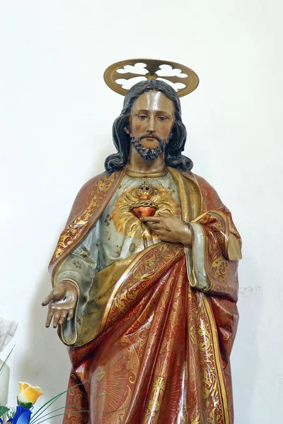 Sagrado Corazón Jesús Una Estatua Iglesia San Esteban Rey Hercegovac —  Fotos de Stock