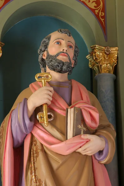 Статуя Святого Петра Головному Вівтарі Церкви Святого Івана Хрестителя Светі — стокове фото