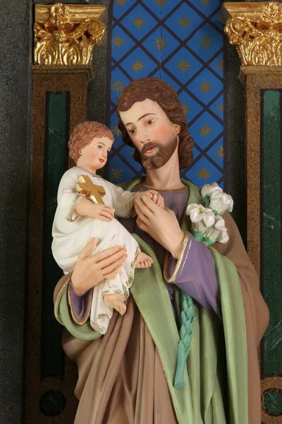 Sankt Josefs Staty Jesu Heliga Hjärtas Altare Johannes Döparens Kyrka — Stockfoto