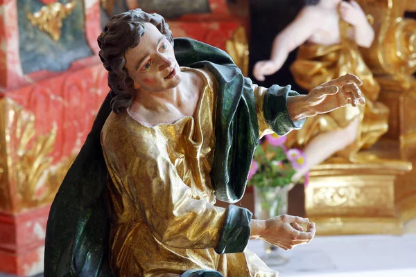 Statue John Evangelist Altar Joseph Baroque Church Our Lady Snows — Stock Photo, Image