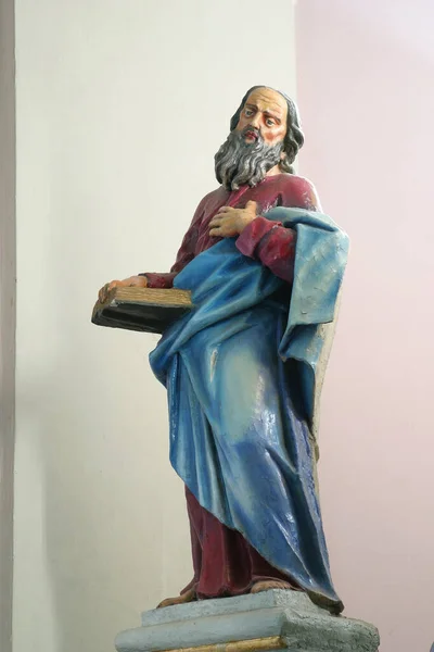 Άγαλμα Του Αγίου Ανδρέα Στον Κύριο Βωμό Στην Εκκλησία Του — Φωτογραφία Αρχείου