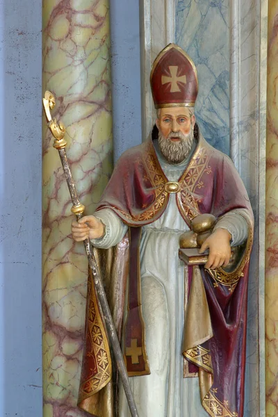 Sint Nicolaas Bisschop Standbeeld Het Hoofdaltaar Kerk Van Aankondiging Van — Stockfoto