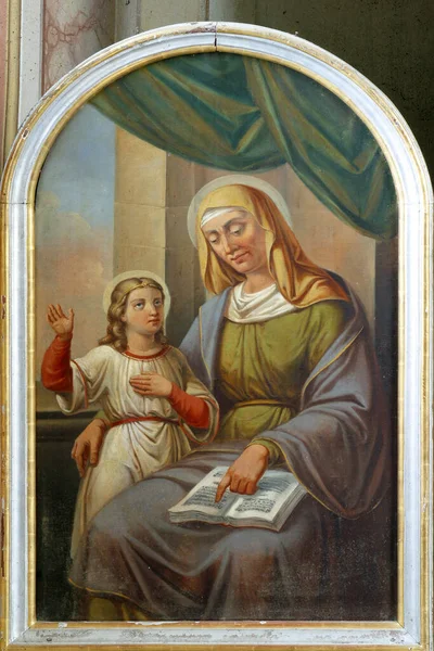 聖アン Klanjecの聖母マリアの受胎告知の教会でアッシジの聖フランシスの祭壇の上の絵 クロアチア — ストック写真