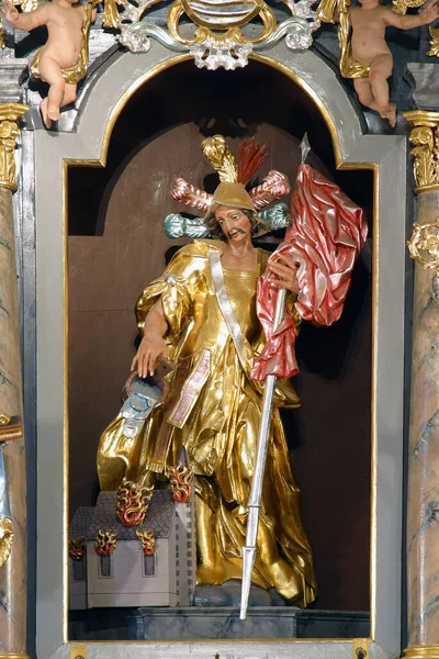 Statua San Florian Sull Altare San Florian Nella Chiesa Parrocchiale — Foto Stock