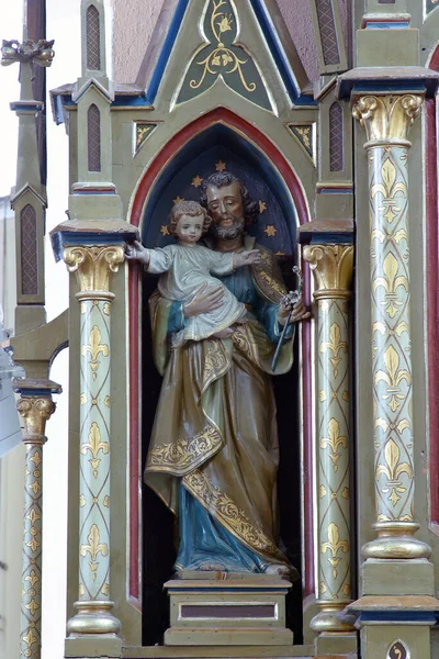 Estátua São José Altar Nossa Senhora Roch Church Luka Croácia — Fotografia de Stock