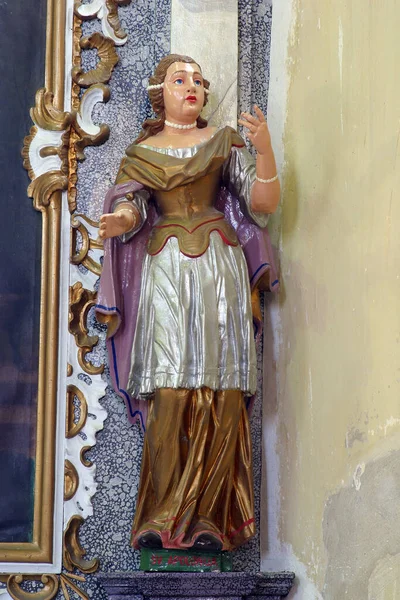 Статуя Святої Аполлонії Вівтарі Святого Антонія Відлюдника Церкві Відвідування Діви — стокове фото