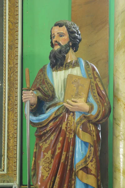 Figura Pawła Ołtarzu Głównym Przy Kościele Nawiedzenia Najświętszej Maryi Panny — Zdjęcie stockowe