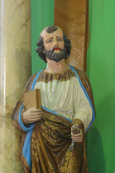 Petrus Staty Huvudaltaret Vid Kyrkan Besök Jungfru Maria Gornji Draganec — Stockfoto