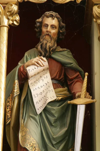 Άγαλμα Του Αγίου Παύλου Στον Κυρίως Βωμό Της Εκκλησίας Του — Φωτογραφία Αρχείου