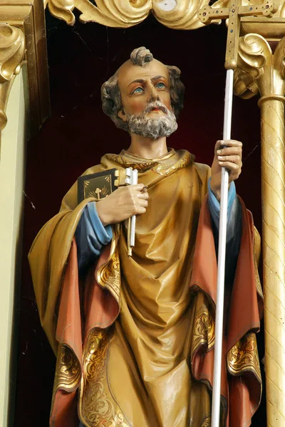 Estátua São Pedro Altar Principal Igreja Santo Estêvão Protomártir Stefanje — Fotografia de Stock